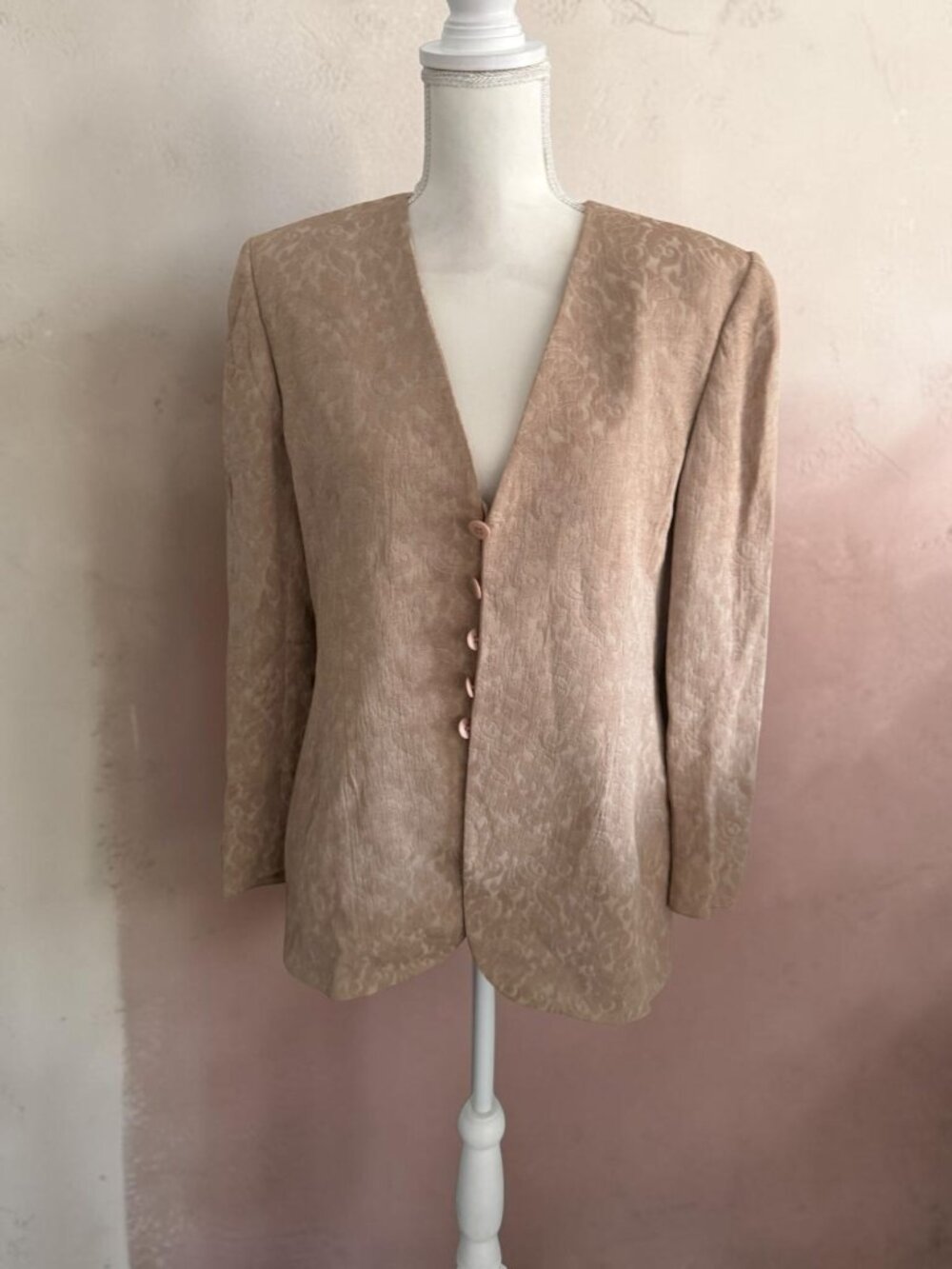EMANUEL UNGARO Beige Floral Vintage Blazer Jacket Size 14